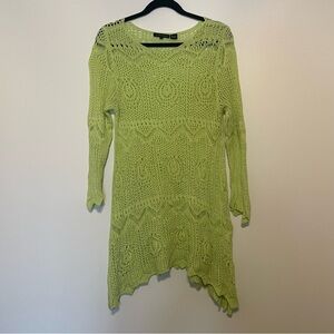 Jeanne Pierre Lime Green Cotton Cover-up Dress